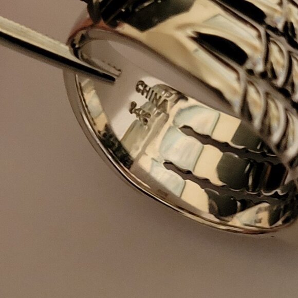 **SOLD**Sterling Silver w/14k Y Gold & 3 Sapphires sz 7.5 NEW w/Gift Box - Picture 8 of 8